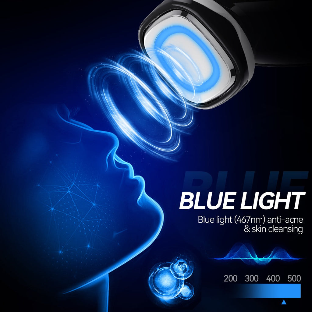 Facial Massager Multi-Polar Skin Firming V Shape Red Blue LED Light Therapy Sonic Vibration Anti-Aging Skin Care Device